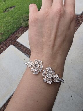 Anne Klein Rose Gold Crystal Flower Bracelet